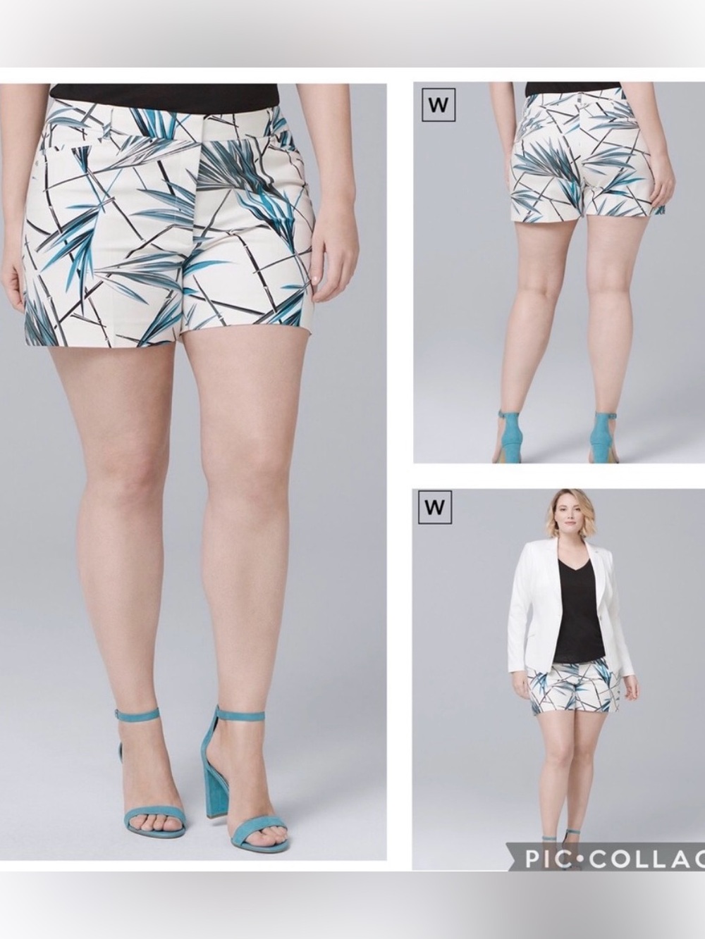 White House Black Market Plus 5-Inch Palm-Print Coastal Stretch Shorts.